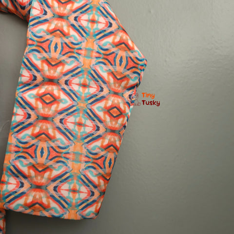 Tiny Tusky Girls Vibrant Abstract Satin Pant Suit Set