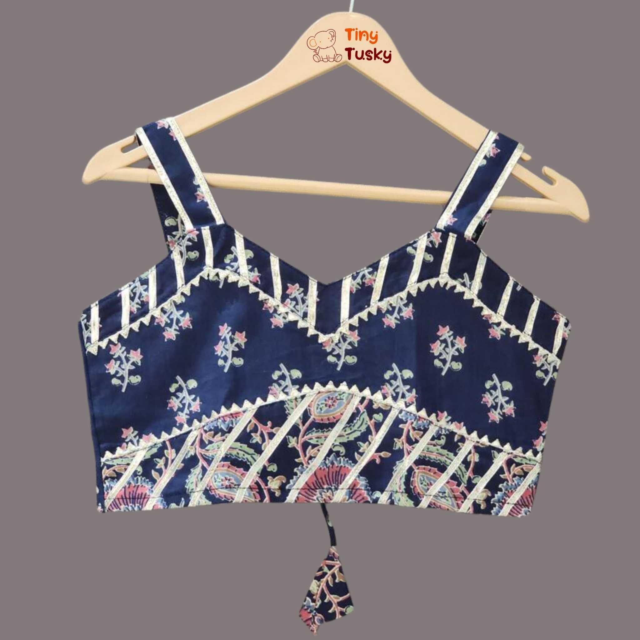 Beautiful Blue Girls Lehenga Set With Net Dupatta And Gotta Lace Work - Tiny Tusky