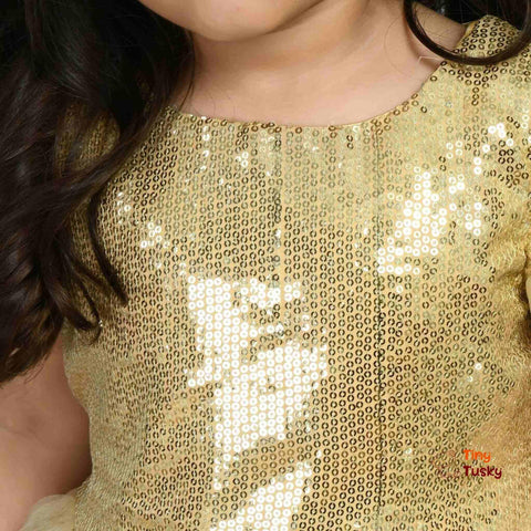 Gorgeous Golden Party Flare Dress for Girls - Tiny Tusky