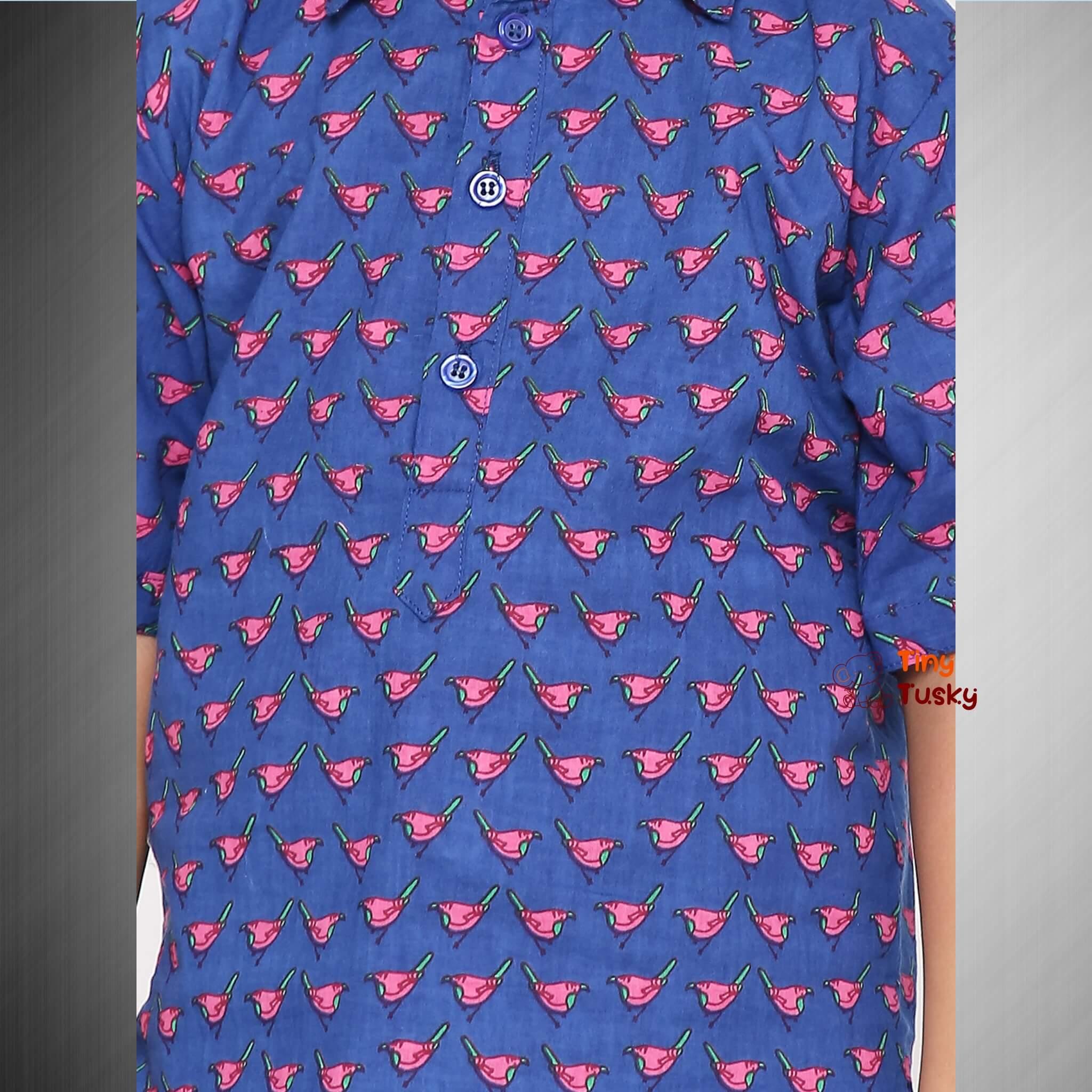 Boys Blue Trendy Cotton Short Casual Kurta - Tiny Tusky