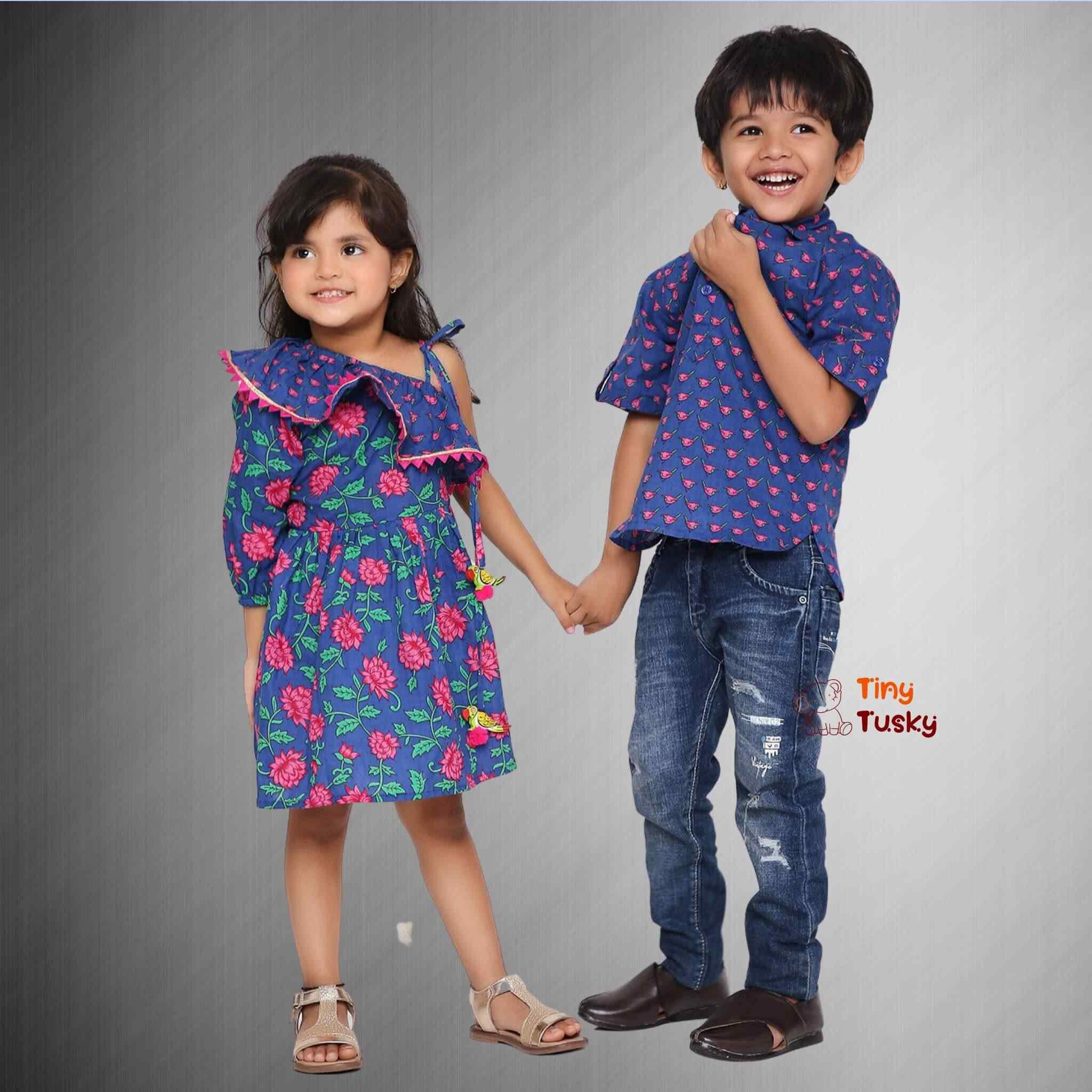 Boys Blue Trendy Cotton Short Casual Kurta - Tiny Tusky